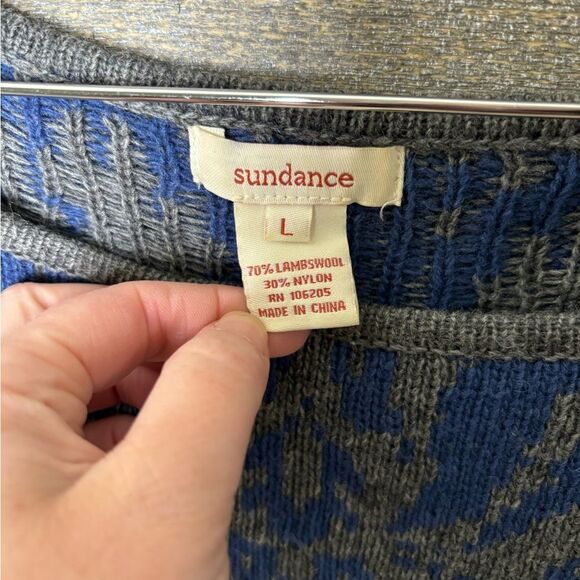 Sundance large lambswool blend blue printed boho sweater dress - Picture 2 of 3